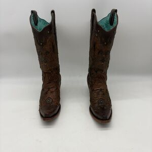 Corral Boots Brown Embroidered Western Cowgirl Boots